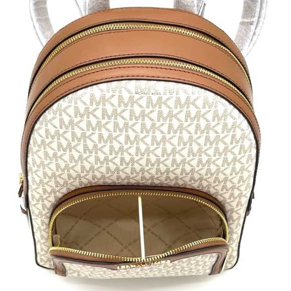 Michael Kors Jaycee Medium Zip Packet Backpack Vanilla/Brown - Picture 10 of 11